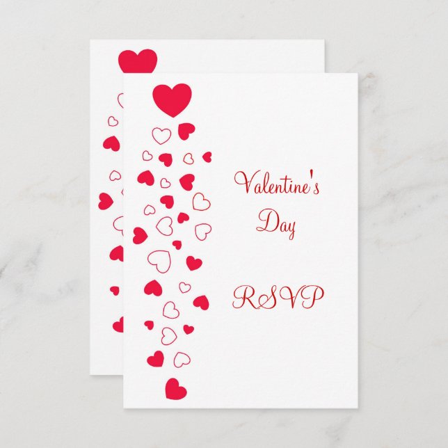 Red Hearts Design Valentinstag Wedding RSVP (Vorne/Hinten)