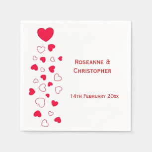 Red Hearts Design Valentinstag Wedding Serviette
