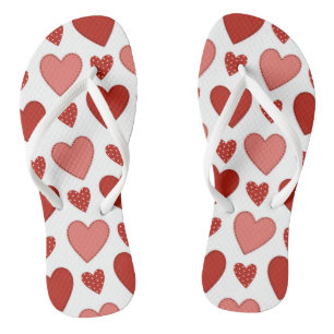 Red Hearts Flip Flops