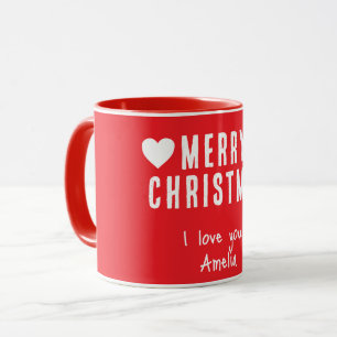 Red Hearts Frohe Weihnachts-Freundin Girlfriend Tasse