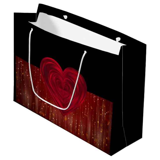 Red Hearts Große Geschenktasche Große Geschenktüte (Vorderseite Schrägansicht)