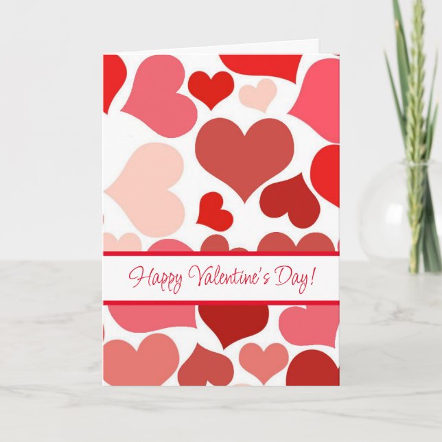 Red Hearts Happy Valentine's Day Card Karte (Vorderseite)