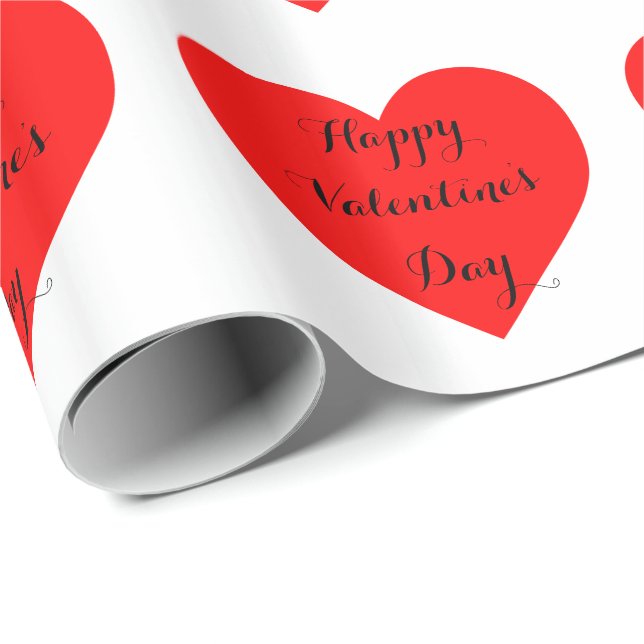 Red Hearts - Happy Valentine's Day Geschenkpapier (Rolleneckpunkt)