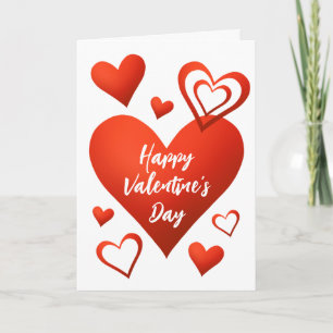 Red Hearts Happy Valentines Day Gruß Karte
