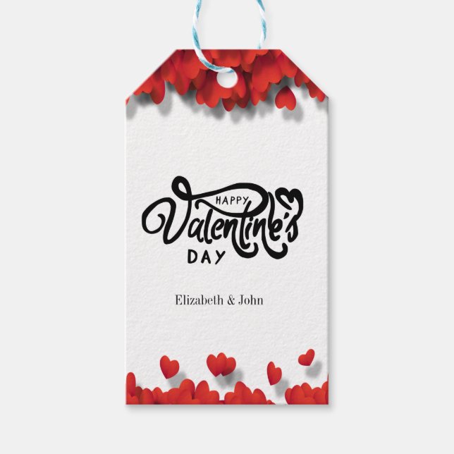 Red Hearts Happy Valentine's Day Napkins Geschenkanhänger (Vorderseite)