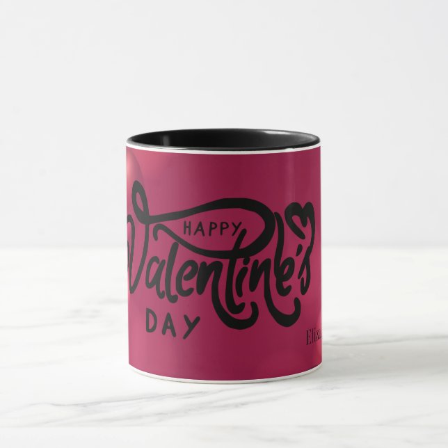 Red Hearts Happy Valentine's Day Tasse (Zentrum)