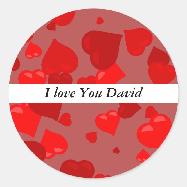Red Hearts, ich Liebe Sie David Runder Aufkleber (Vorderseite)