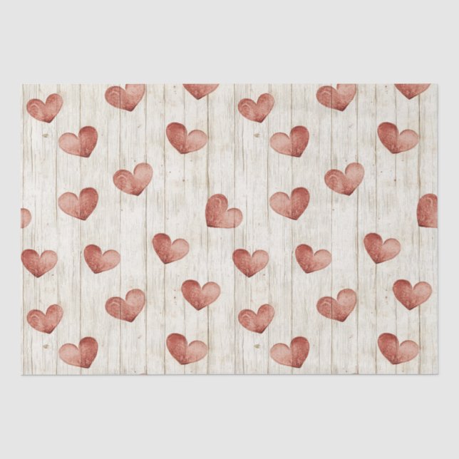 Red Hearts Imitats Wood Seidenpapier (Vorderseite)