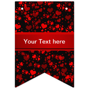 red hearts in black and template text wimpelkette