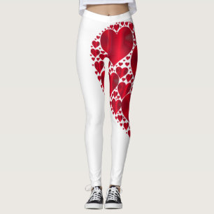 Red Hearts Lace Design auf weißem Hintergrund Leggings