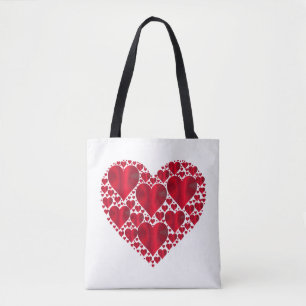 Red Hearts Lace Design auf weißem Hintergrund Tasc