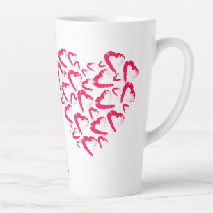 Red Hearts Latte Tasse