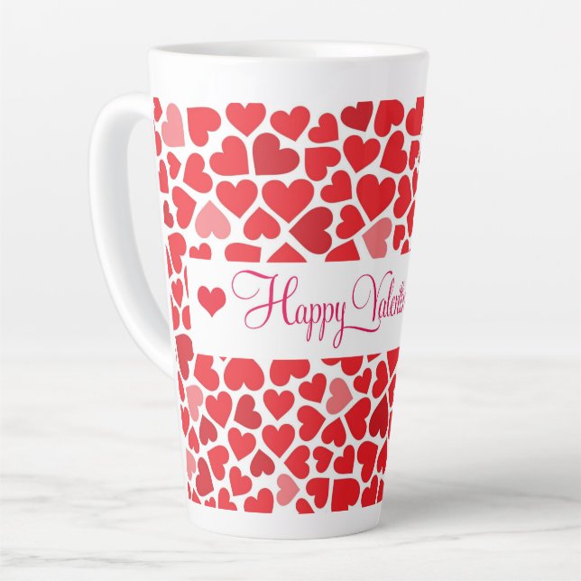 Red Hearts Latte Tasse (Linke Ecke)