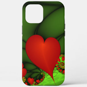 Red Hearts Lime Green Modernes Abstraktes Fraktal  Case-Mate iPhone Hülle