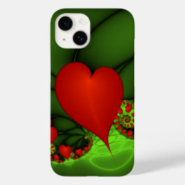 Red Hearts Lime Green Modernes Abstraktes Fraktal  Case-Mate iPhone 14 Hülle