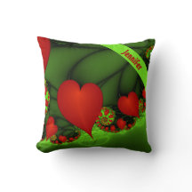 Red Hearts Lime Green Modernes Abstraktes Fraktal