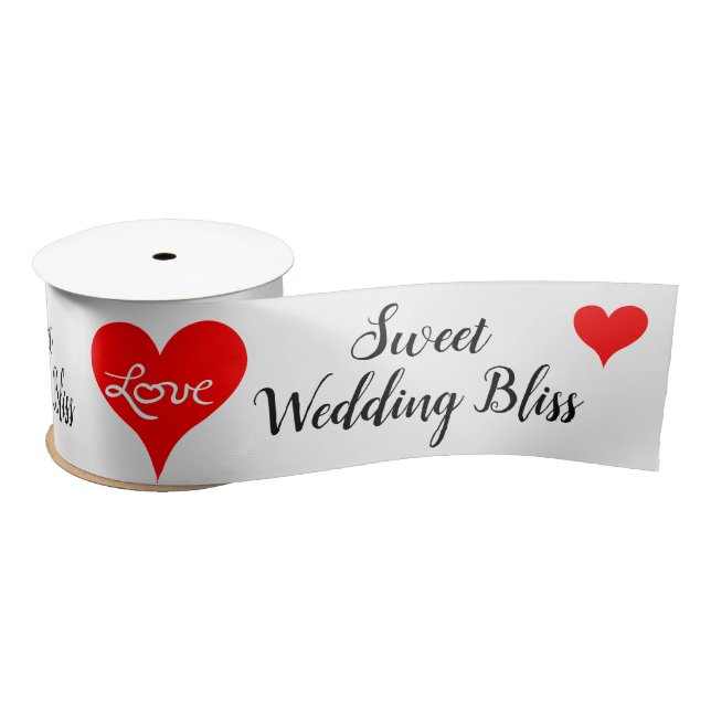 Red Hearts Love Sweet Wedding Bliss 3 INCH Satinband (Spule)