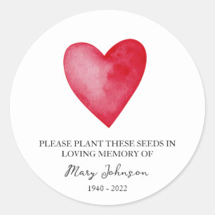 Red Hearts Memorial Beerdigung Seed Packet Runder Aufkleber