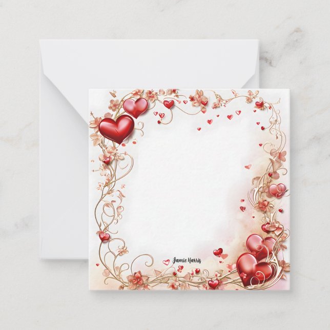 Red Hearts Mitteilungskarte (Vorderseite)