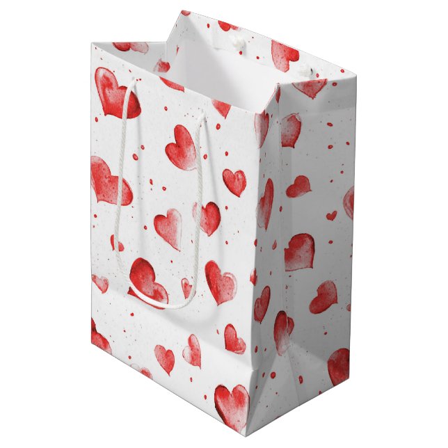 Red Hearts Mittlere Geschenktüte (Vorderseite Schrägansicht)