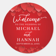 Red Hearts Moderne Elegante Hochzeit Willkommen