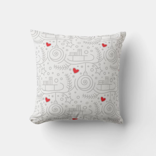 Red Hearts Moderner Whimsical Rustic Holiday Kissen (Vorderseite)