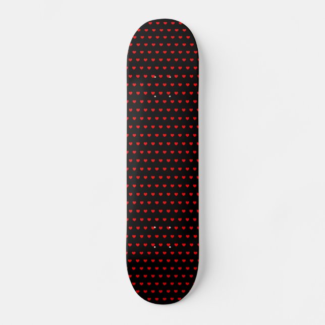 Red Hearts Muster auf der schwarzen Skateboard (Vorderseite)