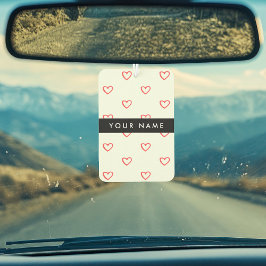 Red Hearts Muster, Liebe, Ihr Name, Personalisiere Autolufterfrischer