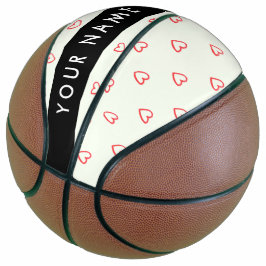 Red Hearts Muster, Liebe, Ihr Name, Personalisiere Basketball