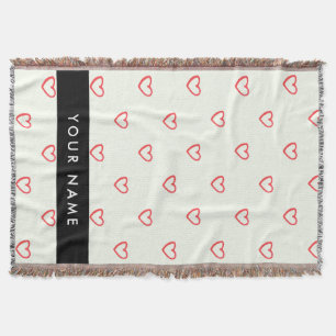 Red Hearts Muster, Liebe, Ihr Name, Personalisiere Decke