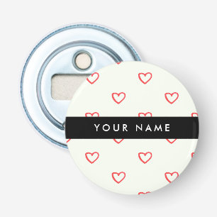 Red Hearts Muster, Liebe, Ihr Name, Personalisiere Flaschenöffner