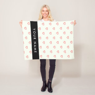 Red Hearts Muster, Liebe, Ihr Name, Personalisiere Fleecedecke