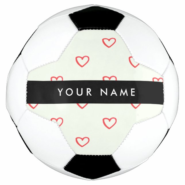 Red Hearts Muster, Liebe, Ihr Name, Personalisiere Fußball (Vorderseite)