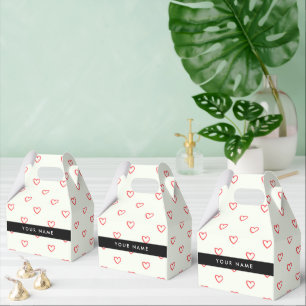 Red Hearts Muster, Liebe, Ihr Name, Personalisiere Geschenkschachtel