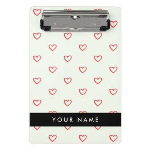 Red Hearts Muster, Liebe, Ihr Name, Personalisiere Mini Klemmbrett