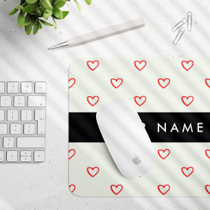 Red Hearts Muster, Liebe, Ihr Name, Personalisiere Mousepad