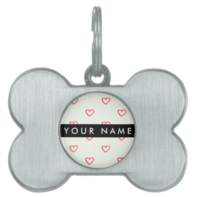 Red Hearts Muster, Liebe, Ihr Name, Personalisiere Tiermarke (Vorderseite)