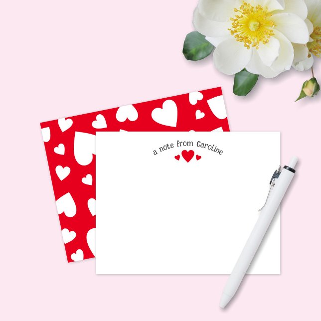 Red Hearts Niedlich Girly Note Card Mitteilungskarte (Von Creator hochgeladen)