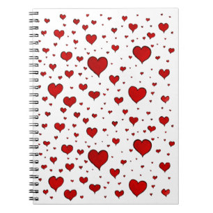 Red Hearts Notebook Notizblock