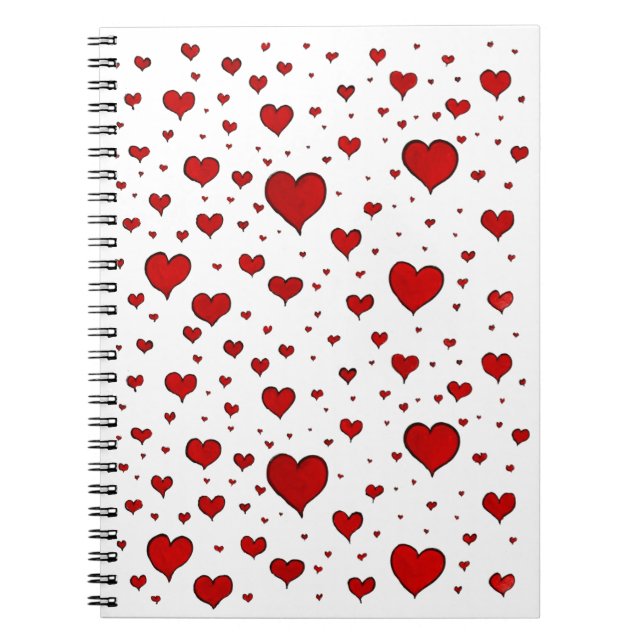Red Hearts Notebook Notizblock (Vorderseite)