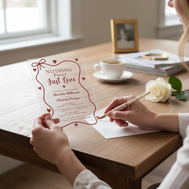 Red Hearts Nothing Fancy Just Love Script Acrylic  Acryleinladungen (Von Creator hochgeladen)