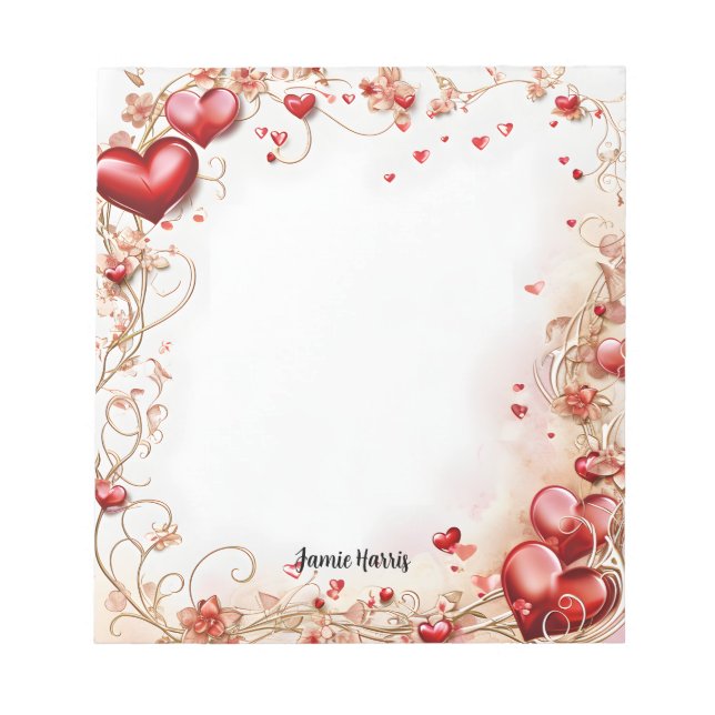 Red Hearts Notizblock (Vorderseite)