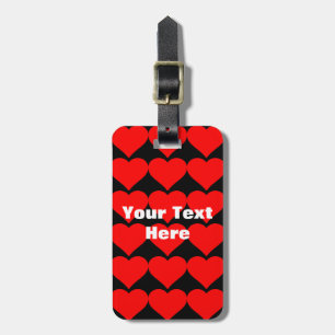 Red Hearts on Black Background Luggage Tags Gepäckanhänger