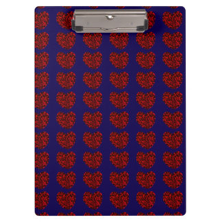 Red Hearts on Blue Clipboard Klemmbrett