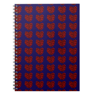 Red Hearts on Blue Spiral Notebook Notizblock
