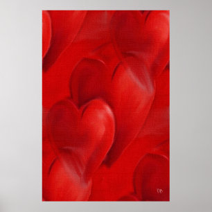 Red Hearts on Leinwand Poster