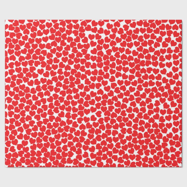 Red Hearts on White Geschenkpapier (Saum)