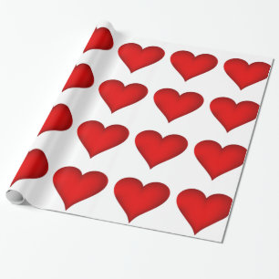 Red Hearts on White Wrapping Paper Geschenkpapier