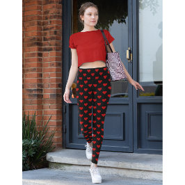 Red Hearts Pattern Liebe Black Fashion Yoga Workou Leggings