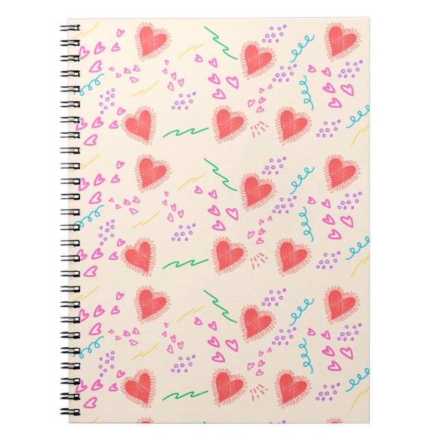 Red Hearts pattern Spiral Foto Notebook Notizblock (Vorderseite)